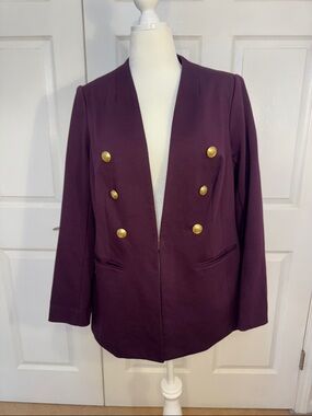 Lane Bryant Plum Double-Breasted Blazer with Gold Buttons